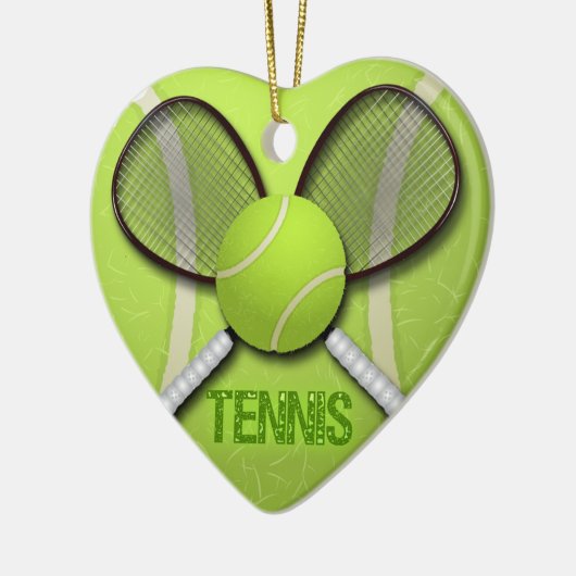 TENNIS HEART ORATION KERAMISCH ORNAMENT (Links)