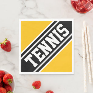 TENNIS Helder Geel Oranje Zwart Racing Strepen Servet