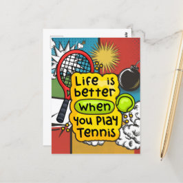 Tennis Het leven is beter als je tennis speelt Briefkaart