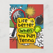 Tennis Het leven is beter als je tennis speelt Briefkaart (Voorkant)