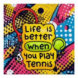 Tennis Het leven is beter op het veld op abstract Perfect Poster