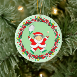 Tennis Holiday Gift Ceramic Ornament