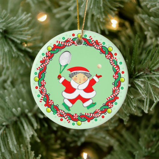 Tennis Holiday Gift Ceramic Ornament (Boom)