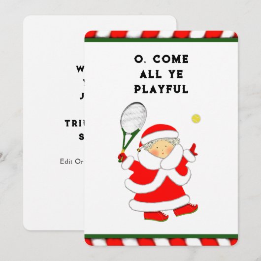 Tennis Holiday-kerstkaarten Feestdagenkaart (Voorkant / Achterkant)