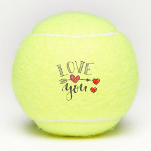 Tennis houdt van je met rood hart voor Valentijnsd Tennisballen