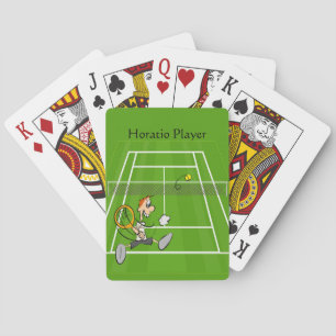Tennis Humoristische Cartoon Speler Personaliseer Pokerkaarten