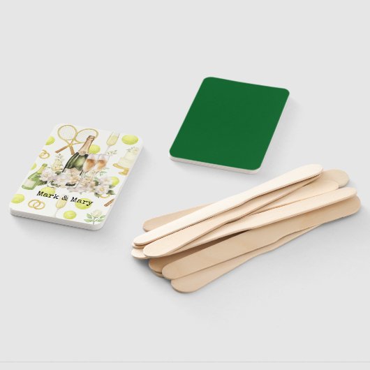 Tennis Huwelijk thema met Champagne Racket Ring Handwaaier (Niet-gemonteerd)