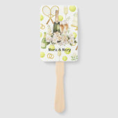 Tennis Huwelijk thema met Champagne Racket Ring Handwaaier (Voorkant)