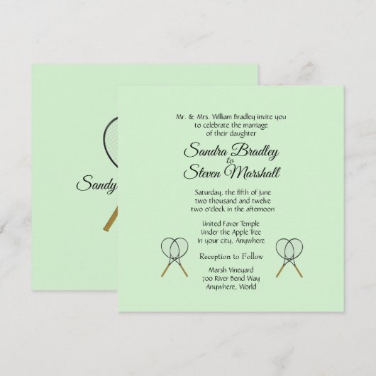 Tennis Huwelijk Thema Uitnodigingen (Voorkant / Achterkant)