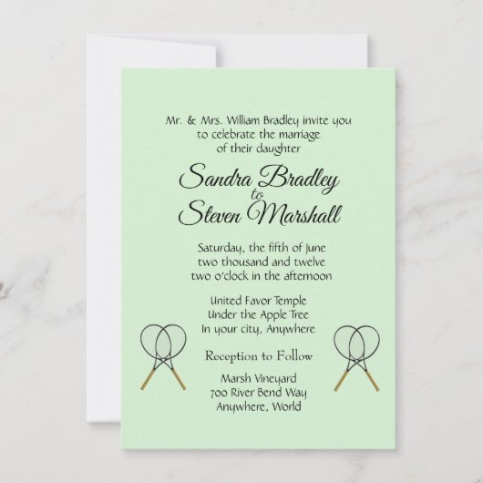 Tennis Huwelijks Thema Uitnodigingen (Voorkant)