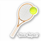 Tennis Iemand? Vintage Tennis Racket en Ball Sticker (Voorkant)
