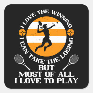 Tennis - Ik hou van het winnen van ik hou van spel Vierkante Sticker