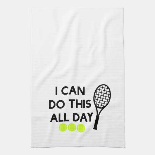 Tennis "Ik kan dit de hele dag doen" handdoek (Verticaal)