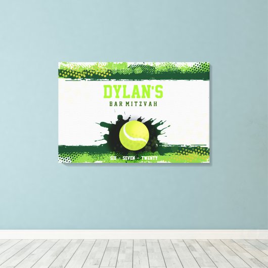 TENNIS IN GROENE Bar Mitzvah Inloggen Memory Board Canvas Afdruk (Insitu (Houten vloer))