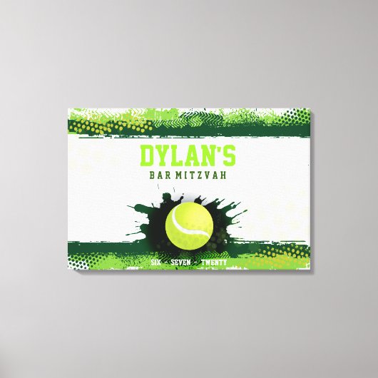 TENNIS IN GROENE Bar Mitzvah Inloggen Memory Board Canvas Afdruk (Voorkant)