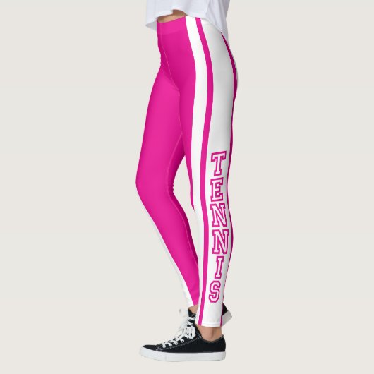 Tennis in Hot Pink en White Typography Letters Leggings (Links)