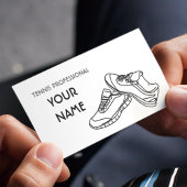 Tennis Instructor Simple Minimalistical Black Whit Visitekaartje