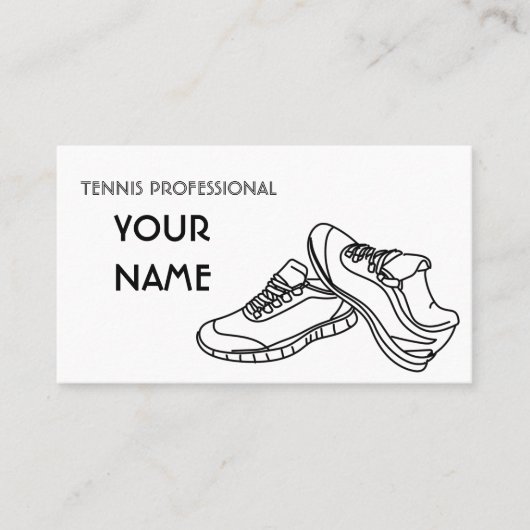 Tennis Instructor Simple Minimalistical Black Whit Visitekaartje (Voorkant)