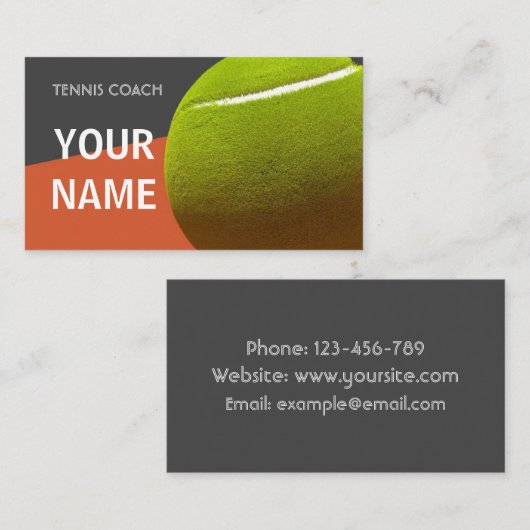 Tennis Instructor Trainer Professionele Typografie Visitekaartje (Voorkant / Achterkant)
