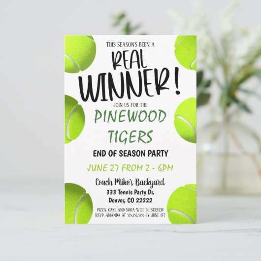 Tennis Invitation Kaart (Staand voorkant)