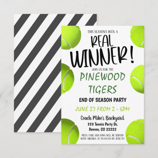 Tennis Invitation Kaart (Voorkant / Achterkant)