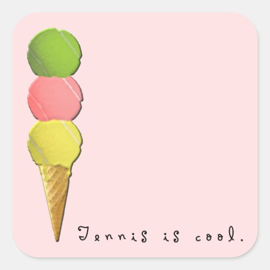 Tennis is cool vierkante sticker (Voorkant)