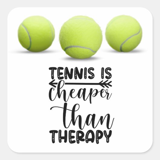 Tennis is goedkoper dan therapie vierkante sticker (Voorkant)