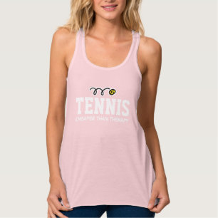 Tennis is goedkoper dan therapie Women's zwarte ta Tanktop