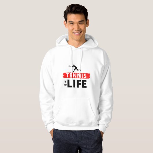 Tennis is mijn levenssport Inspirerend wit Hoodie (Voorkant volledig)