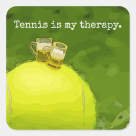 Tennis is mijn therapie met bier vierkante sticker