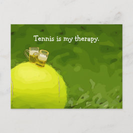 Tennis is mijn therapie met tennisbal en bier briefkaart