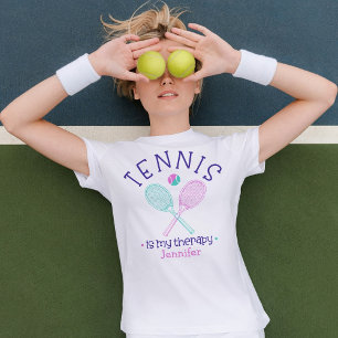 "Tennis is mijn therapie" T-shirt voor meisjes met
