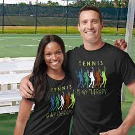 Tennis is mijn therapie! Vrouw tennisser Zwart T-shirt