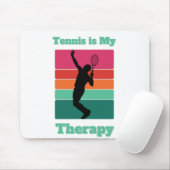 Tennis is mijn Therapy Rectangle Retro Sunset Muismat (Met muis)