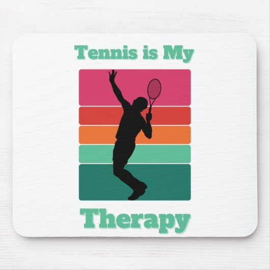 Tennis is mijn Therapy Rectangle Retro Sunset Muismat (Voorkant)