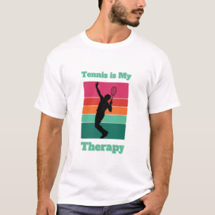 Tennis is mijn Therapy Rectangle Retro Sunset T-shirt