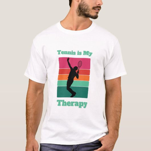 Tennis is mijn Therapy Rectangle Retro Sunset T-shirt (Voorkant)
