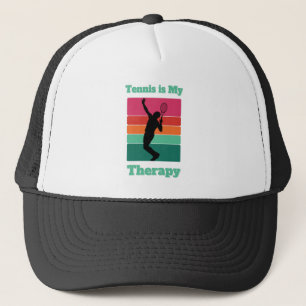 Tennis is mijn Therapy Rectangle Retro Sunset Trucker Pet