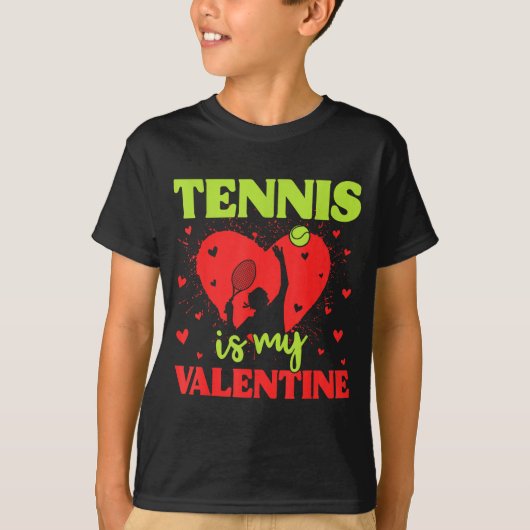 Tennis Is My Valentine Cool Srt Motivation Player  T-shirt (Voorkant)