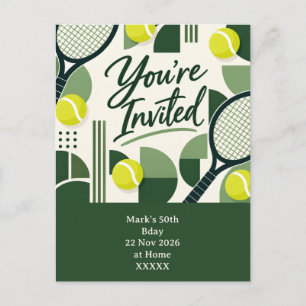 Tennis Je Bent Uitgenodigd Geometrische Uitnodigin Briefkaart