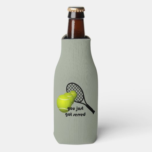 Tennis je hebt net een served Funny Bottle Cooler. Flesjeskoeler (Fles Voorkant)