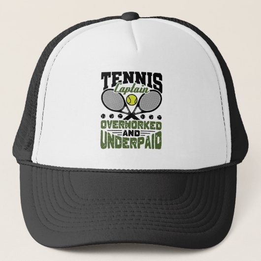 Tennis Kapitein Overwerkte en onderbetaald Trucker Pet (Voorkant)