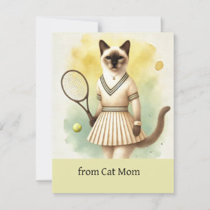 Tennis kat vrouw speler aquarel briefkaart