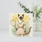 Tennis kat vrouw speler waterverf (Staand voorkant)