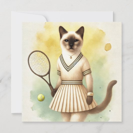 Tennis kat vrouw speler waterverf (Voorkant)