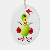Tennis Kerst Cartoon Keramisch Ornament (Rechts)