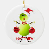 Tennis Kerst Cartoon Keramisch Ornament (Achterkant)