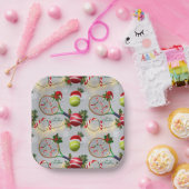 Tennis Kerst Feestelijke Rackets en Bal Papieren Bordje (Feest)