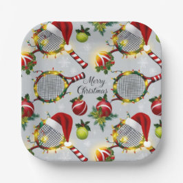 Tennis Kerst Feestelijke Rackets en Bal Papieren Bordje