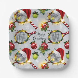 Tennis Kerst Feestelijke Rackets en Bal Papieren Bordje